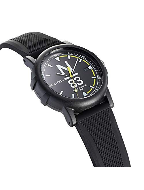 Nautica Men's Quartz Silicone Strap, Black, 20 Casual Watch (Model: NAPEPS106)
