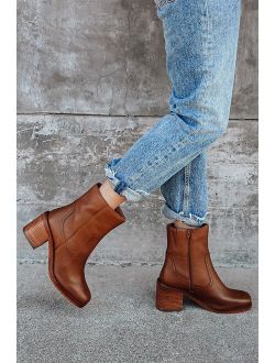 Seychelles Turbulent Tan Leather Square Toe Mid-Calf Boots