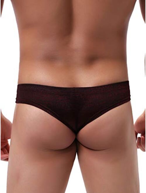IKINGSKY Men's Cheeky Boxer Briefs Brethable Thong Mini Cheek Pouch Underwear Sexy Brazilian Back Mens Under Panties