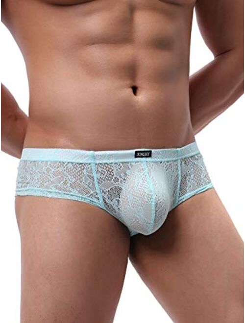 IKINGSKY Men's Cheeky Thong Underwear Brazilian Back Mens Under Panties Sexy Lace Boxer Briefs
