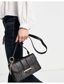 Trophy quilted crossbody bag in black