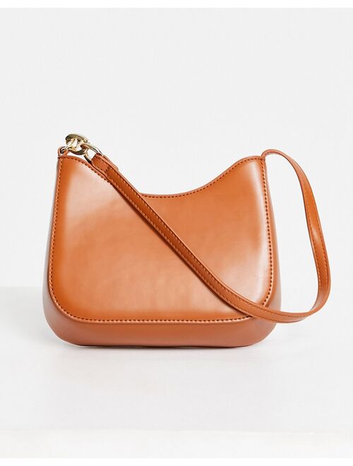 Asos Design curved shoulder bag with chain link strap in tan