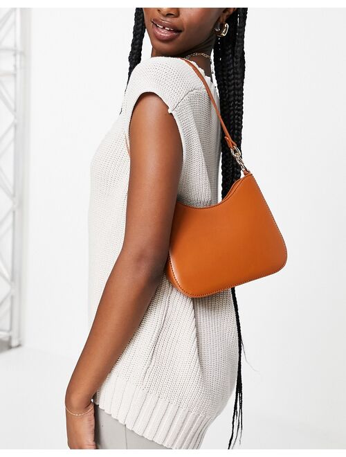 Asos Design curved shoulder bag with chain link strap in tan
