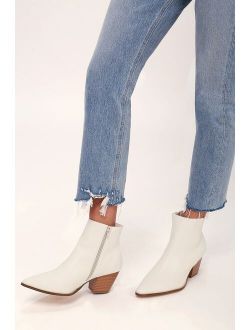Spirit Ivory Snake Pointed Toe Ankle Booties