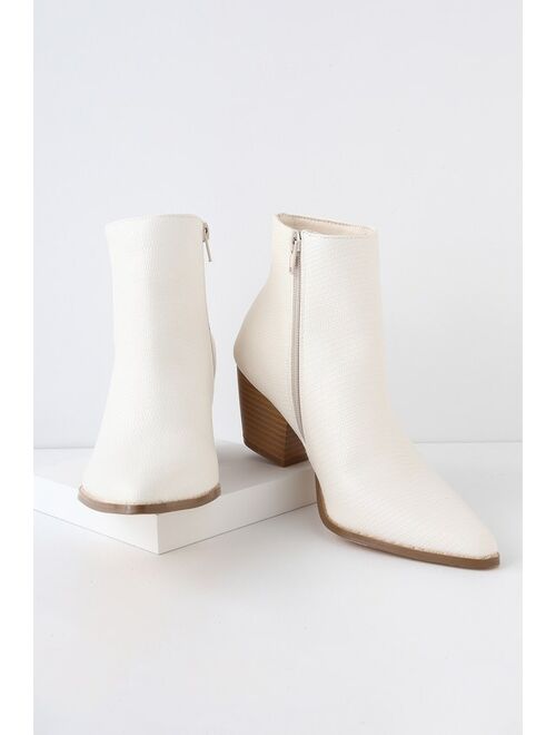 Spirit Ivory Snake Pointed Toe Ankle Booties