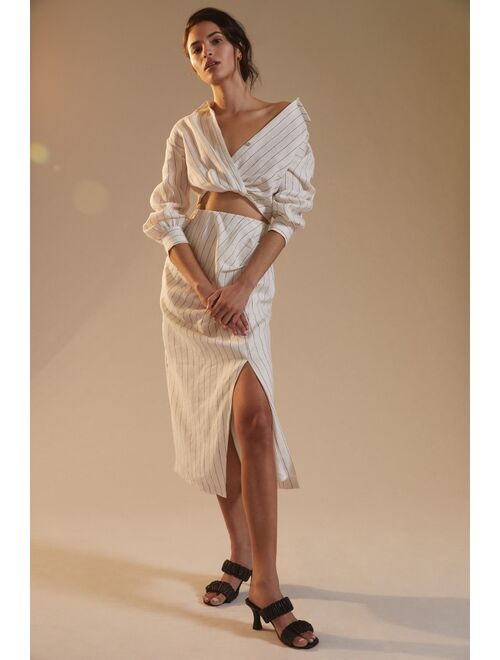 Flat White Linen Skirt Set