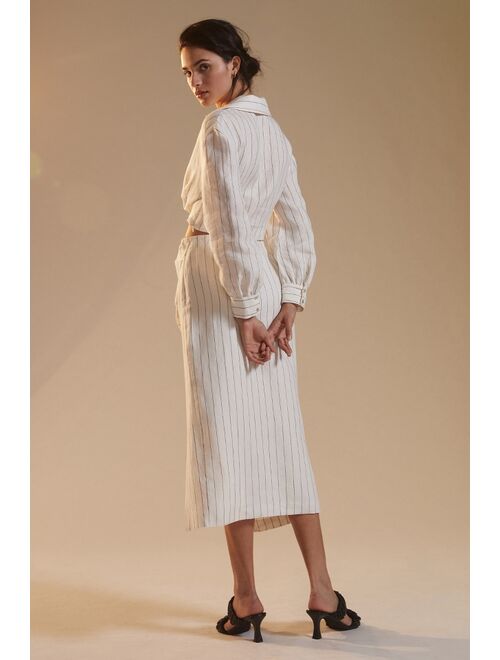 Flat White Linen Skirt Set