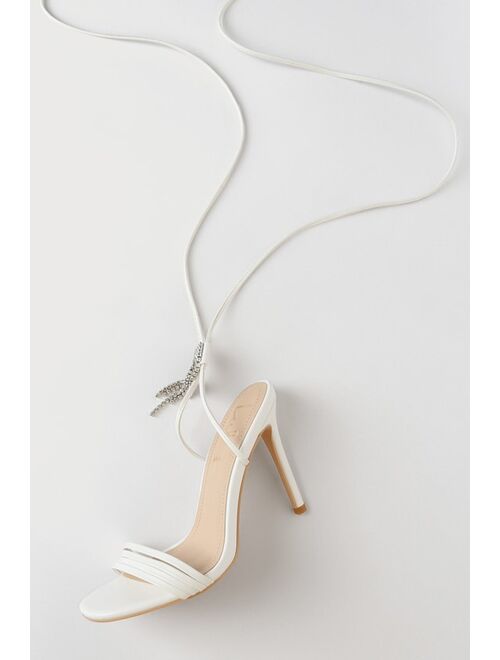 Lulus Luyke White Rhinestone Lace-Up High Heel Sandals