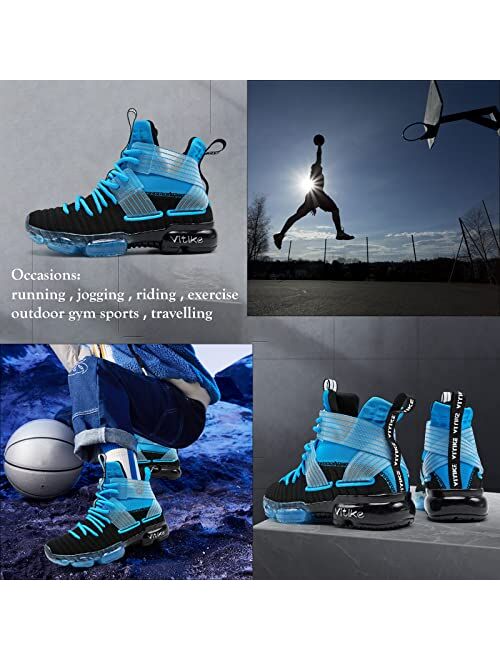 VITIKE Boys Basketball Shoes Kids Sneakers High-top Sports Shoes Durable Lace-up Non-Slip