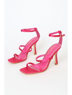 Alayyna Pink Satin Ankle Strap Heels