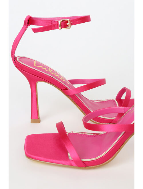 Lulus Alayyna Pink Satin Ankle Strap Heels
