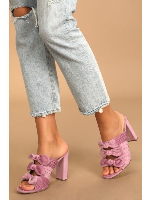 Lulus Mikeyy Pink Velvet Bow High Heel Sandals