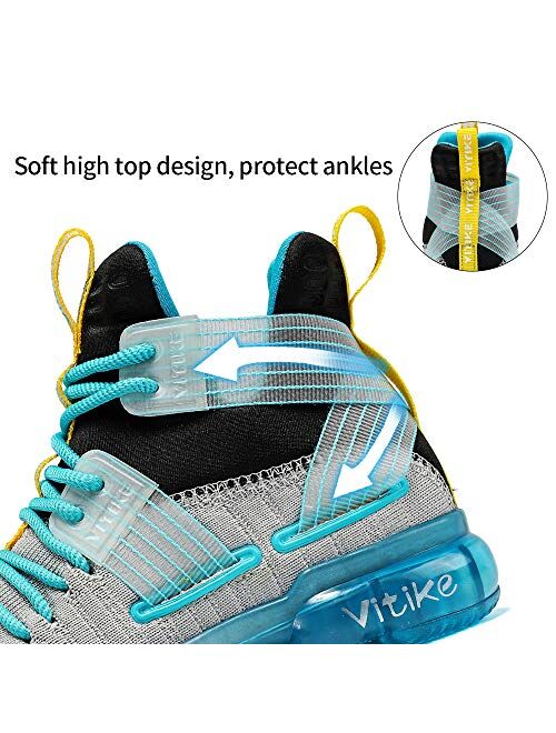VITUOFLY Kids Basketball Shoes Boys Air Cushion Sneakers Girls Mid Top School Training Shoes Non-Slip Outdoor Sports Shoes Comfortable Boys Running Shoes Durable Little K