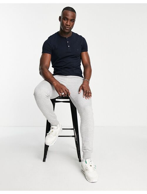 French Connection Tall cotton solid lightweight henley t-shirt in navy