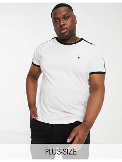 Plus panel cotton solid short sleeve T-shirt in white