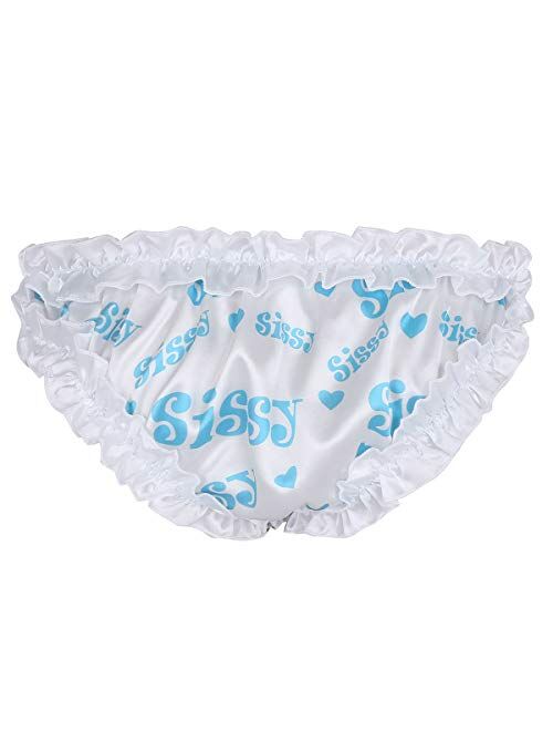YiZYiF Sissy Men's Shiny Satin Pouch Panties Lingerie Ruffle Crossdress Underwear