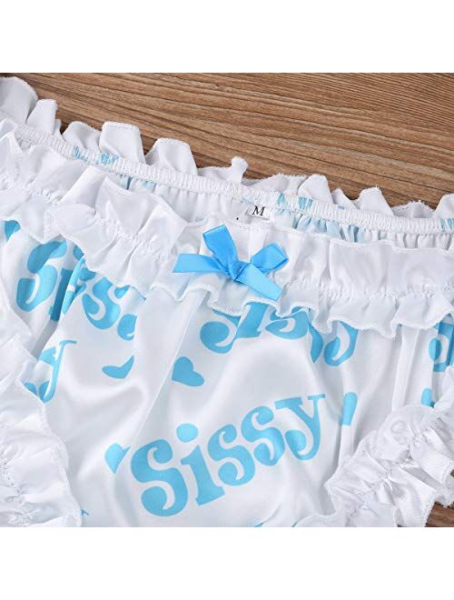 YiZYiF Sissy Men's Shiny Satin Pouch Panties Lingerie Ruffle Crossdress Underwear