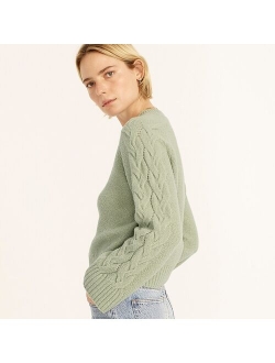 Cashmere boucl cable-sleeve sweater