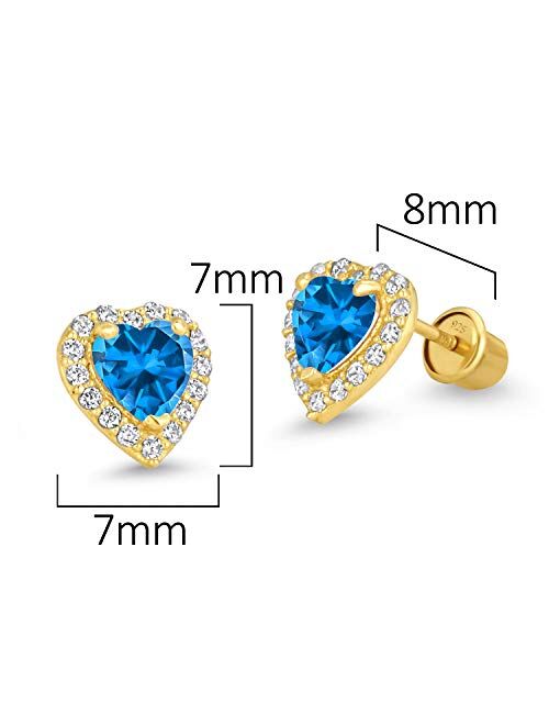 Lovearing 14k Gold Plated Brass Heart Screwback Children Earrings with Sterling Silver Post