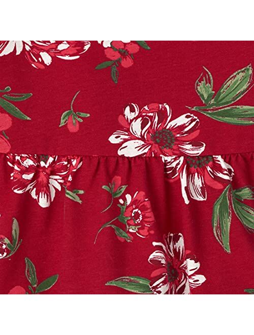 The Children's Place Baby Toddler Girl Long Sleeve Floral Print Knit Tiered Dress