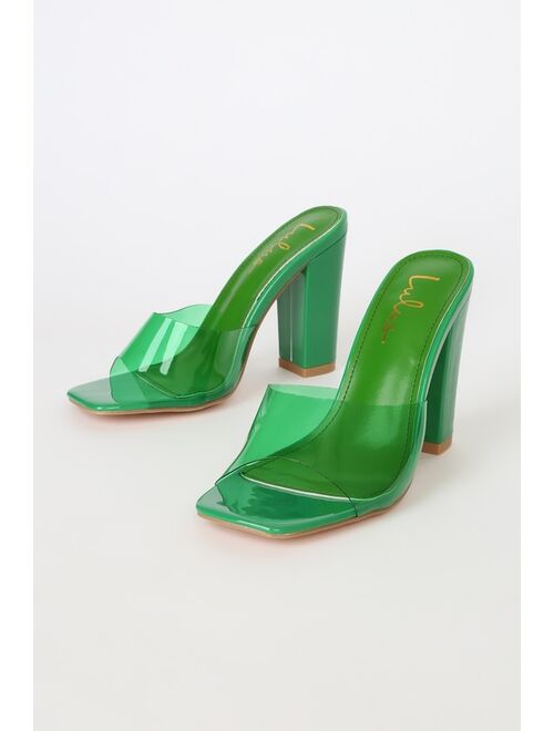 Buy Lulus Luspy Green Patent High Heel Slide Sandals online | Topofstyle
