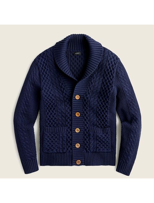 J.Crew Cotton cable-knit shawl-collar cardigan
