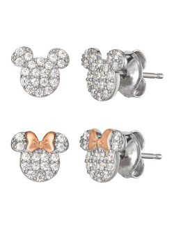 's Mickey & Minnie Mouse Sterling Silver Cubic Zirconia Earring Set