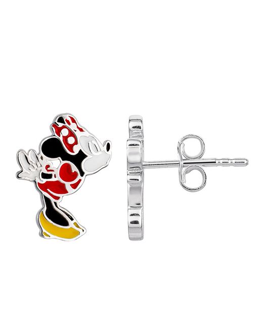 Disney 's Mickey Mouse & Minnie Mouse Silver Tone Sterling Silver Earrings
