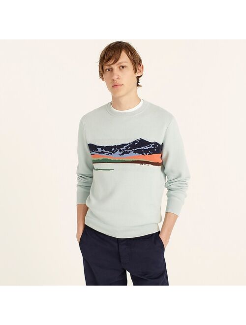 J.Crew Organic cotton landscape jacquard sweater