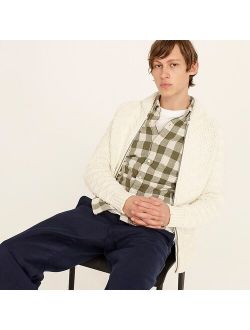 Cotton diagonal jacquard full-zip sweater
