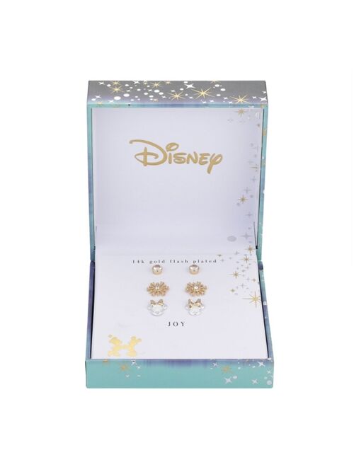 Disney Two-Tone Gold Flash Plated Crystal Minnie Mouse Snowflake Earring Set