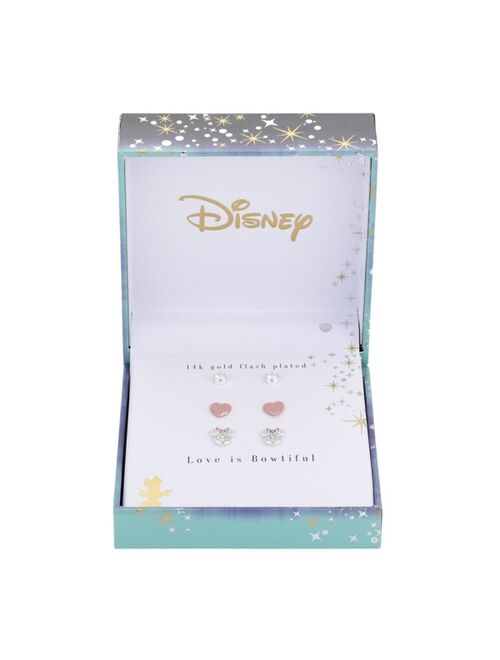 Disney Two-Tone Rose Gold Flash-Plated Cubic Circonia Minnie Mouse Earring Set