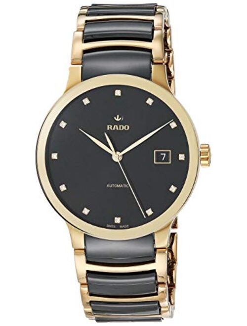 Rado Centrix Automatic Watch with High-Tech Ceramic, Stainless Steel/PVD Strap, 2 Tone: Black/Gold, 20.5 (Model: R30079762)