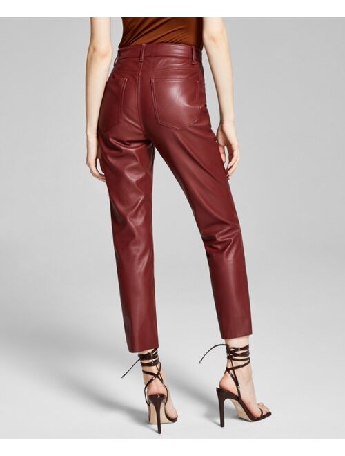 And Now This Asymmetric Faux-Leather Straight-Leg Pants
