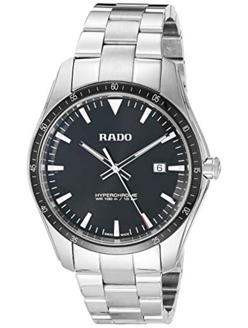 Rado Men's HyperChrome Stainless Steel High-tech Ceramic Super-LumiNova Quartz Sport Watch Strap, Silver, 18 (Model: R32502153)