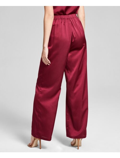 And Now This Women's Satin Wide-Leg Pants