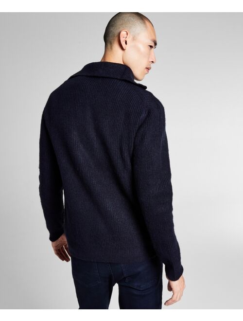 And Now This Men's Chunky Ribbed-Knit 1/4-Zip Mock Neck Sweater