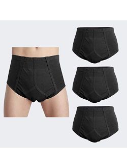 Carer Healthcare Incontinence Pregnancy Men's Incontinence Underwear 3-Packs Bladder Control Briefs Washable Urinary Underwear for Men Cotton Incontinence Briefs with Fro