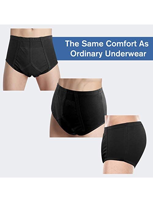 Carer Healthcare Incontinence Pregnancy Men's Incontinence Underwear 3-Packs Bladder Control Briefs Washable Urinary Underwear for Men Cotton Incontinence Briefs with Fro
