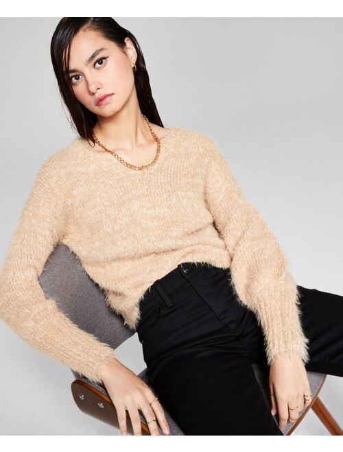 And Now This V-Neck Eyelash-Knit Sweater