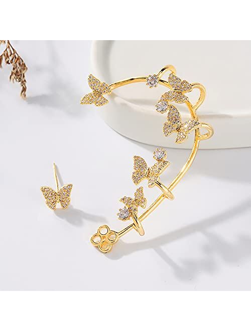 Vercret Gold Earrings Cuff for Women - CZ Earrings for Girls, Ear Cuff Gifts for Friend,Sister, Daily Wearing…