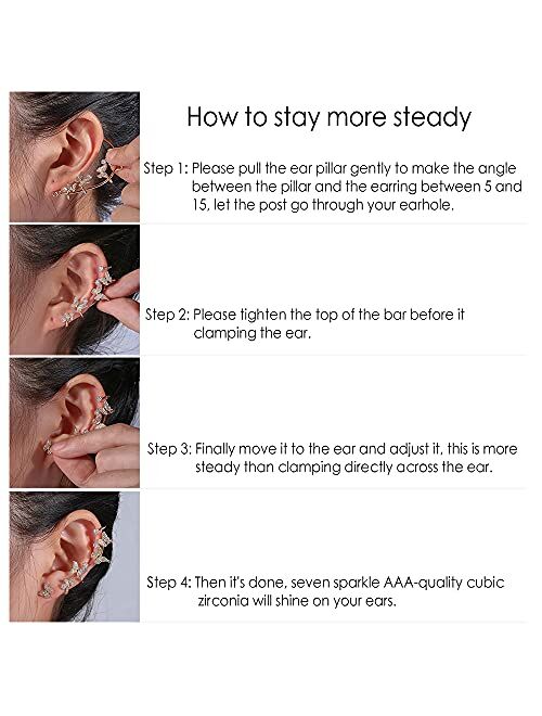 Vercret Gold Earrings Cuff for Women - CZ Earrings for Girls, Ear Cuff Gifts for Friend,Sister, Daily Wearing…