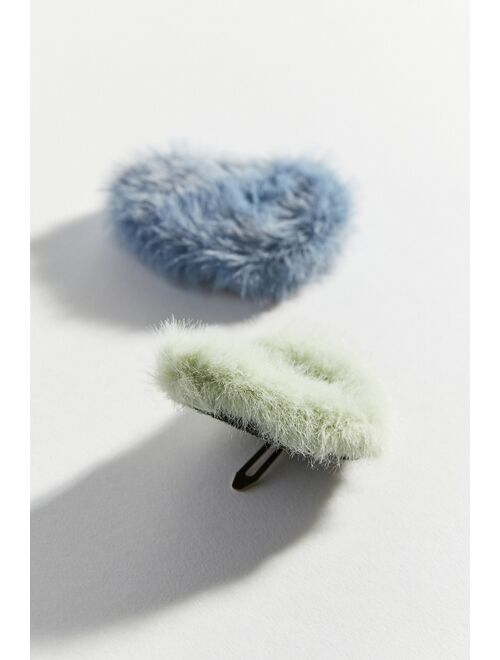 Urban outfitters Fur Heart Clip Set