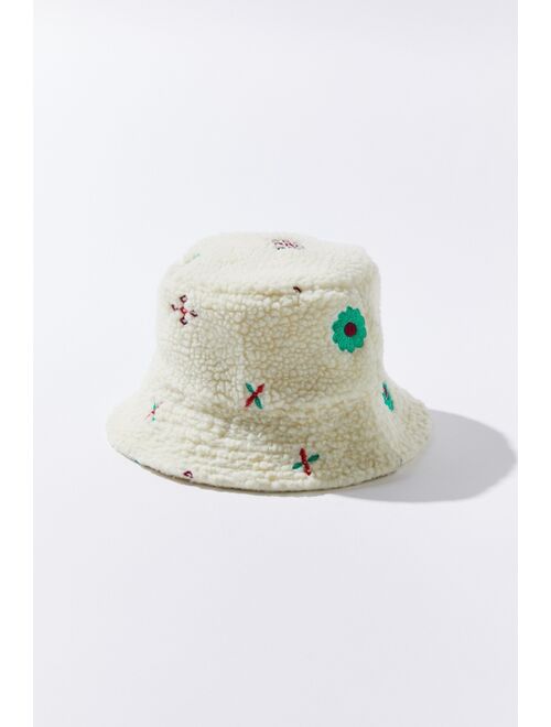 Urban outfitters Embroidered Sherpa Bucket Hat