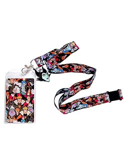 Loungefly Disney Villains All Over Print Lanyard with Maleficent Charm