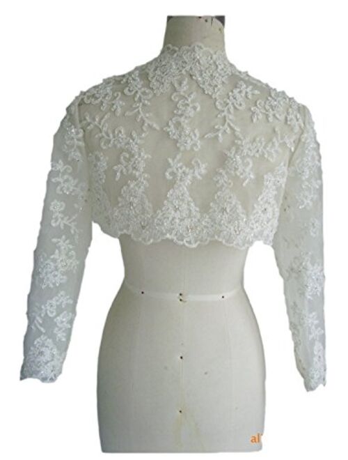 EllieHouse Women's Lace Wraps Wedding Bridal Bolero Jacket With Pearls WJ16