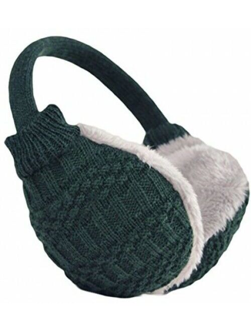 Knolee Unisex Knitting EarMuffs Faux Furry Earwarmer Winter Outdoor Green