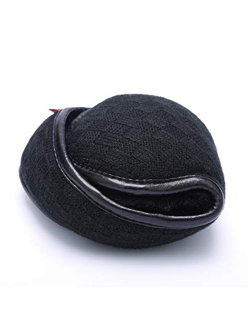 Kedofe Ear Warmers Foldable for Men Women Fleece Unisex Winter Ear muffs Outdoor Adjustable Knit Earmuffs (Black)
