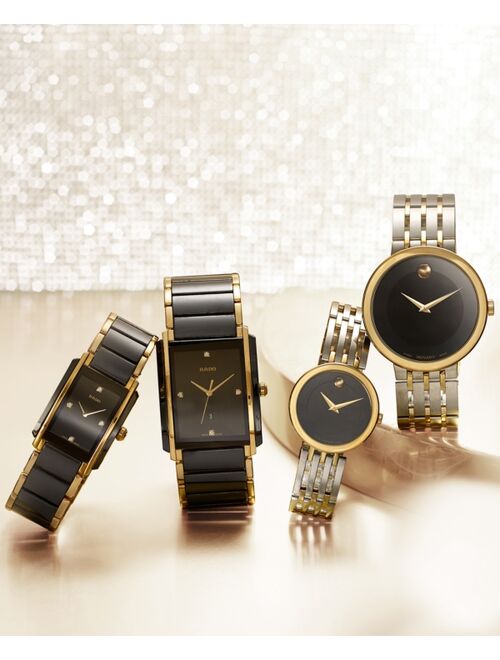 Rado Men's Swiss Integral Diamond Accent Black Ceramic & Gold-Tone Stainless Steel Bracelet Watch 31x41mm R20204712