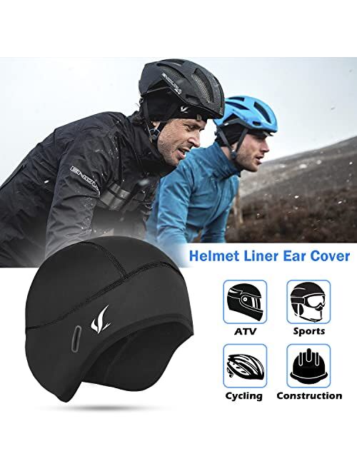 FLYING TERN Skull Cap Helmet Liner for Men Women Hard Hat Liner Winter Cycling Cap Under Helmet Thermal Fleece Beanie